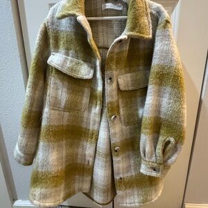 Zara Olive and Beige Plaid Jacket
